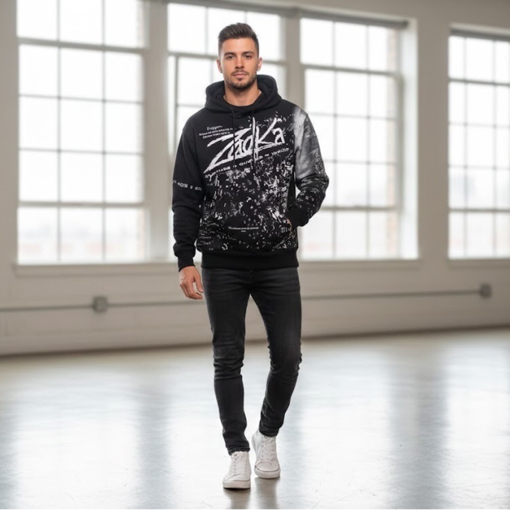 Zadka Streetwear Graphic Hoodie - "Everyone Wants to Eat" Quote - Bohemian Black